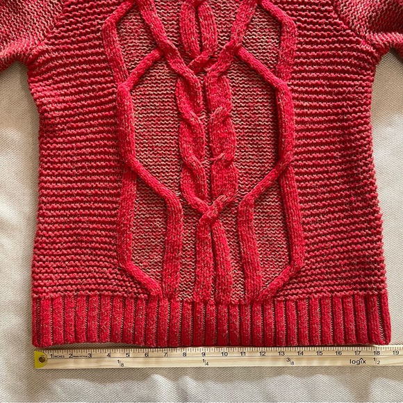 Abercrombie & Fitch Red Cable Knit Pullover Sweater Women’s Size M Cozy Winter - Picture 6 of 9